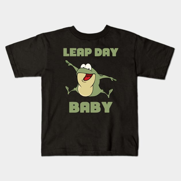 Leap Year Baby - February 29th Birthday - Leaping Frog Kids T-Shirt by mstory